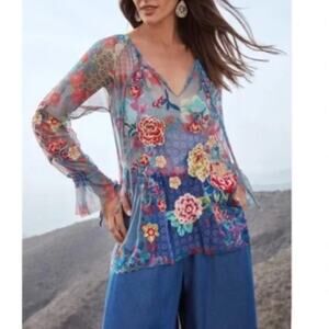 NWT Johnny Was Biya Calliope Mesh Blouse XXL